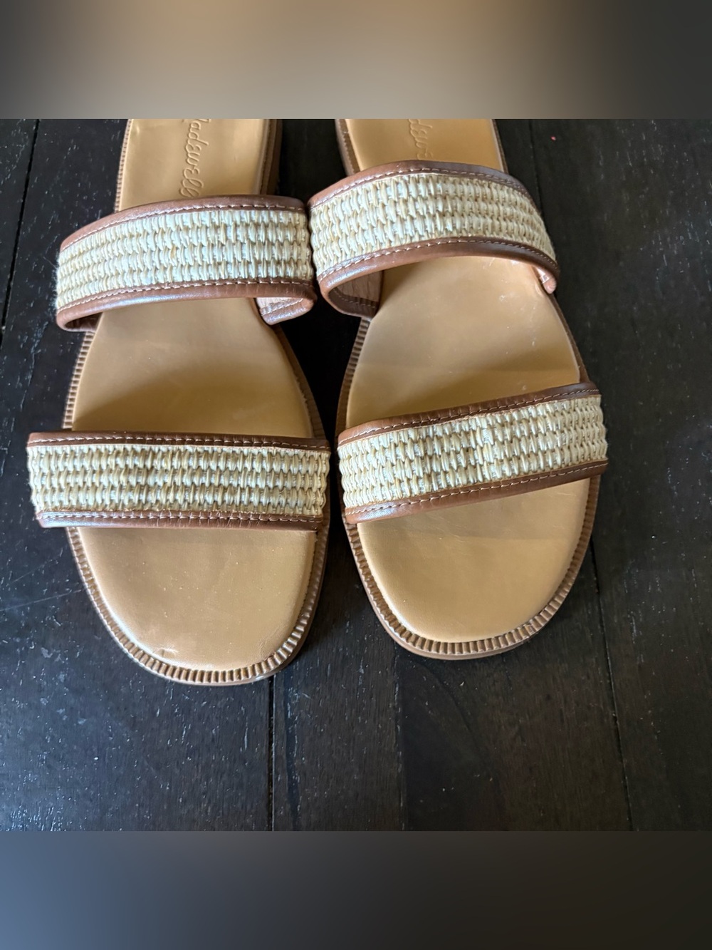 Madewell The Teagan Slide Sandal in Straw Strappy Beach Coastal Cruise Size 8 - Picture 5 of 11